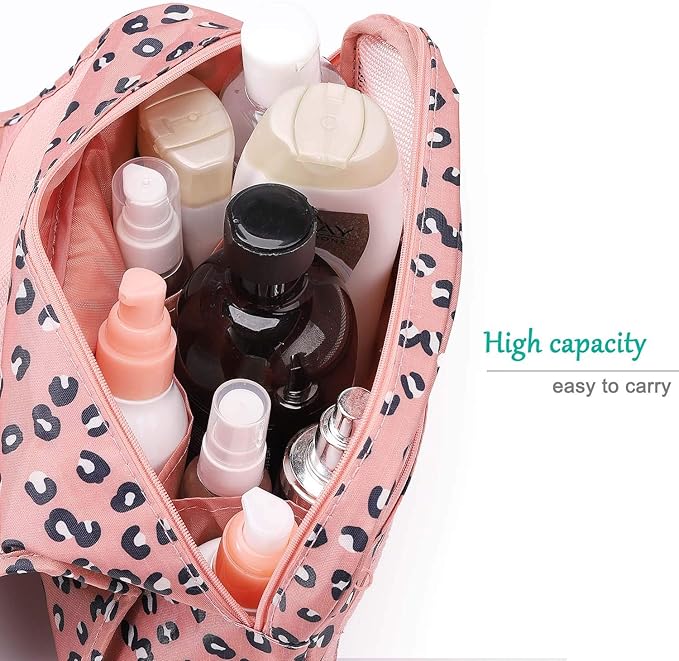 Trawila Travel Hanging Toiletry Bag Cosmetic Bag Makeup Organizers for Men & Women with Sturdy Hook (Leopard print)