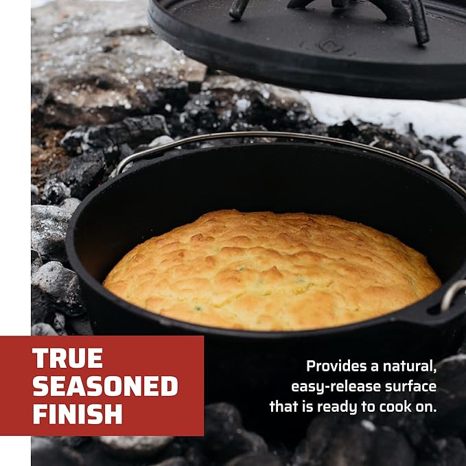 Camp Chef SDO10 10" Double Black Seasoned Cast Iron Dutch Oven with Lid