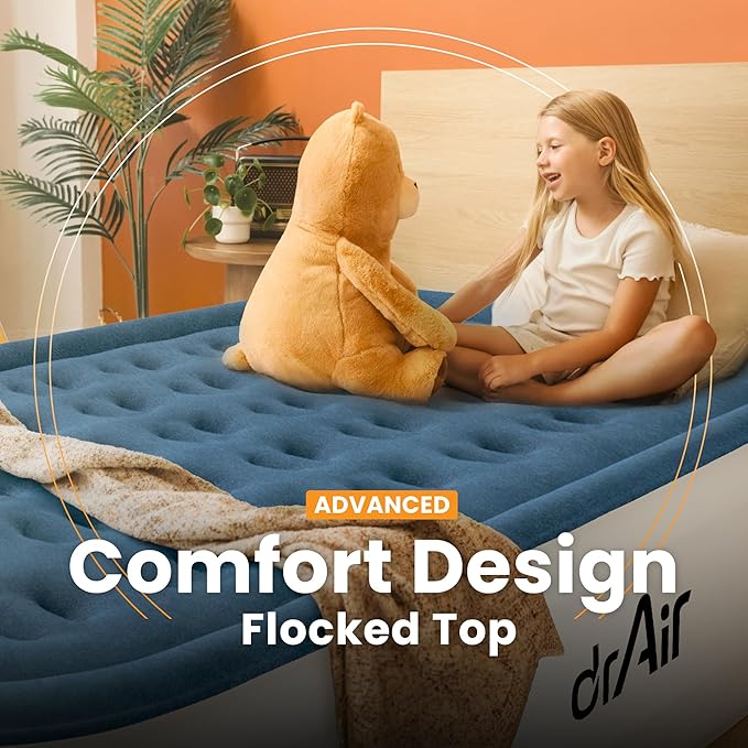 Full Air Mattress with Built-in Pump, 18" Raised Blow Up Mattress, 600 lbs Max Honeycomb Air Bed, 48Hr Leak-Proof Test, 3min Inflatable Mattress for Home, Guests, Camping, Colchones inflables