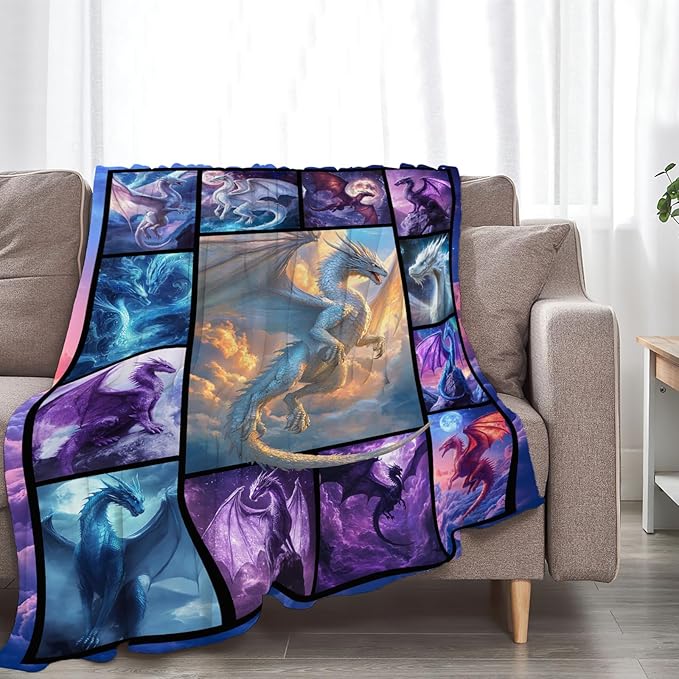 Dragon Blanket Dragons Lover Throw Blankets Gifts for Girls Boys Kids Dragon Lover Soft Cozy Fleece Plush for Couch Sofa Bed 50"x40"