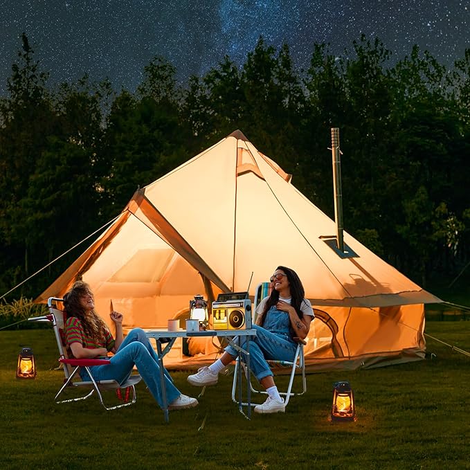 Bell Tent for Family Camping, 9.8/13.1/16.4 FT Yurt Tent with Stove Jack, 4 Season Oxford Tents for Outdoor Party, Hot Tent Shelter Fits 3-4 People
