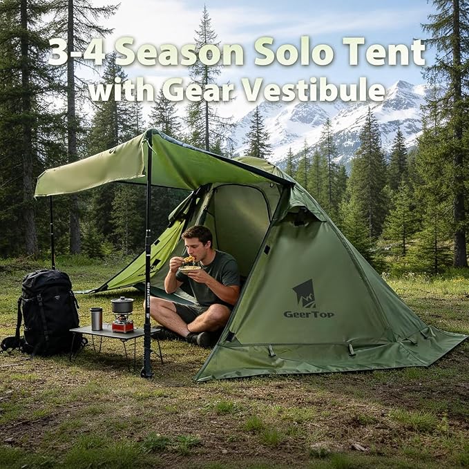 GEERTOP Lightweight 1 Person Camping Tent for Solo Outdoor Hiking Backpacking Adventures- Easy Setup