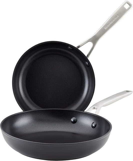 KitchenAid 80193 Hard Anodized Induction Nonstick Frying Pan Set/Skillets, 8.25 Inch and 10 Inch - Matte Black
