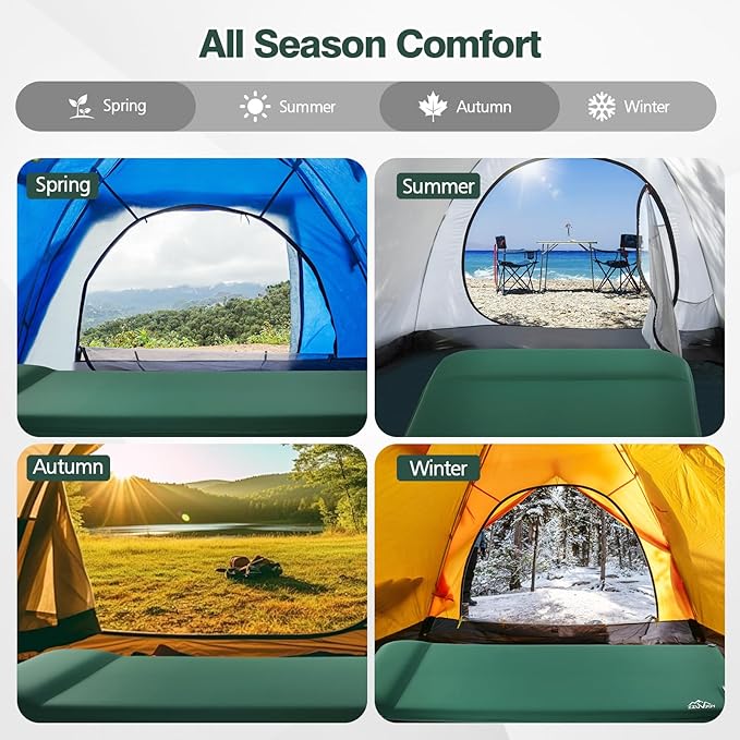 Self Inflating Sleeping Pad with Electric Pump, 3.15" Ultra-Thick Memory Foam Sleeping Mat with Pillow, 4-Season Camping Mattress with Pillow for Tent Car Travel