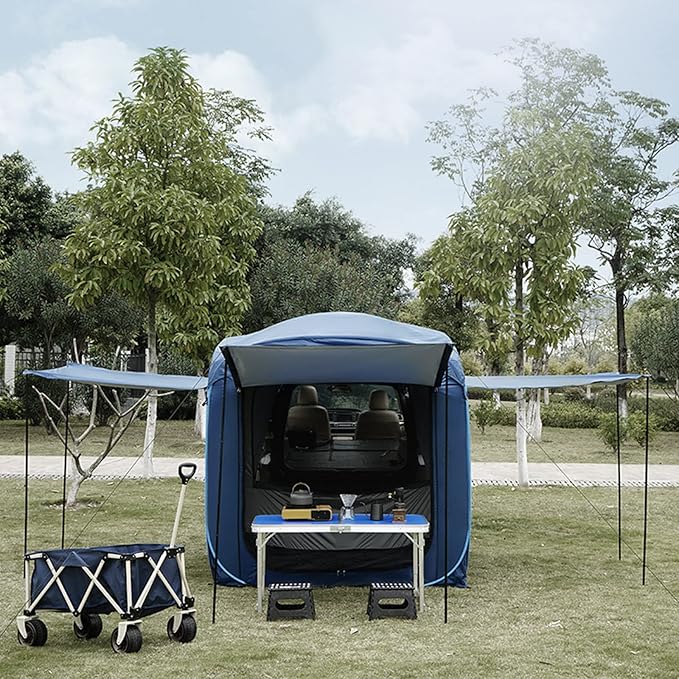 Camping Tent Scar Tents for Vehicles Tailgate Awning Tents, Car Camping Rear Tent with Rain Layer and Carry Bag, Pop-Up Truck Bed Tent for Camping, Accommodate, Tra