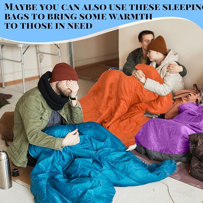 Macarrie 10 Pcs 0 Degree Camping Sleeping Bags Bulk for Adults Cold Weather 4 Season Warm Sleeping Bag with Compression Sack for Homeless Donation Shelter Emergency Hiking