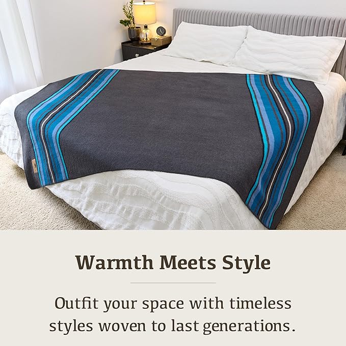 Chubbuck 100% Wool Blanket Camping (60" x 84") - Large Warm Blanket for Camping, Emergency, Outdoor Concerts and Home Use - Fire Retardant, Soft and Warm Blankets for Winter (Lakeland)