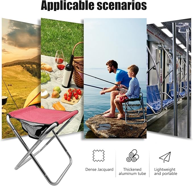 Camping Stool, Portable Folding Stool XXL Size Camping Stool for Adults Supports up to 240 lbs
