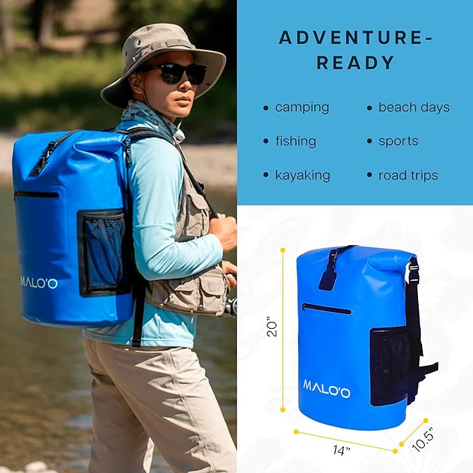 Malo’o Pro Adventure Insulated Backpack Cooler, Leakproof Soft Cooler Backpack for Camping, Fishing, Hiking, Kayaking, Beach