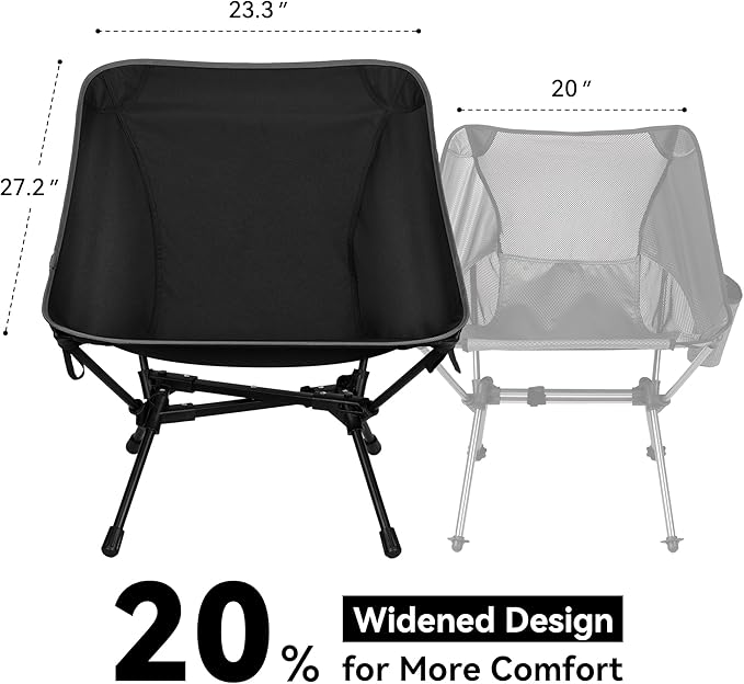 Ultralight Camping Chair, Portable Folding Backpacking Chair, Compact Camping Chair with Carry Bag for Outdoor Camp Hiking Backpack Beach Travel (Black)