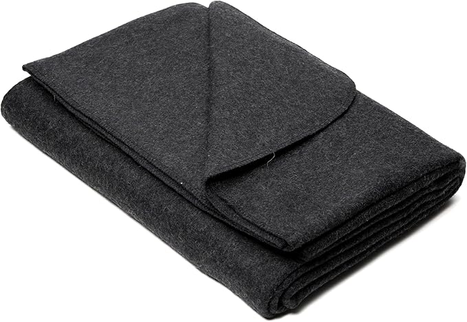 Arcturus Standard Blanket Co Wool Blanket - Soft, Durable, Warm, and Lightweight – No Frills - Perfect for Camping, Home, or Emergency Use - 64in x 88in (Charcoal)