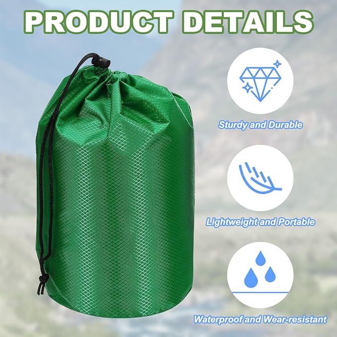 PATIKIL Stuff Sacks, Waterproof Outdoor Storage Sack Portable Drawstring Dust Flap Bag for Camping