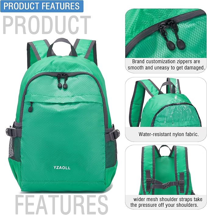 YZAOLL 20L Small Hiking Backpack Lightweight Day Packs, Packable Backpack for Women Men Travel Camping Vacation,LQing