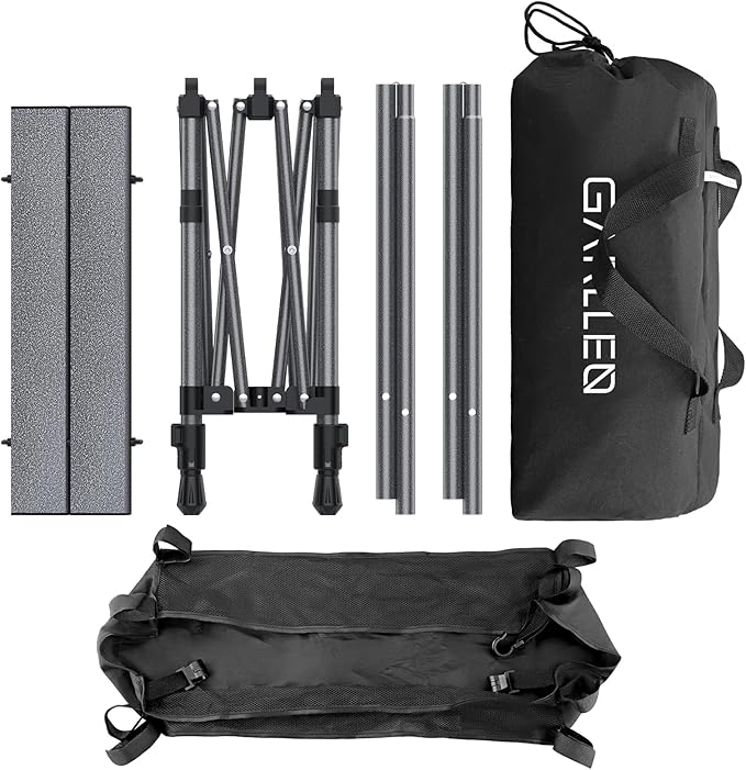 GARLLEN Folding Camping Table, Portable Roll-up Picnic Table with 2 Adjustable Height, Lightweight Aluminum Outdoor Table with Storage Net and Carrying Bag for Camping, Picnic, BBQ