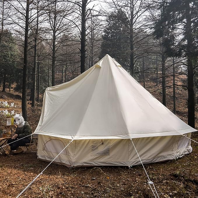 Cotton Canvas Luxury Camping Tent,Heavy Duty yurt Tent 2/4/6/8 People,Bell Tent with Stove Jack,Pyramid Tent Festivals Human Habitation