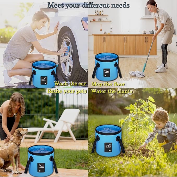 Esthesia Collapsible Bucket, 5 Gallon Portable Folding Water Container for Travelling, Camping, Hiking, Fishing, Gardening