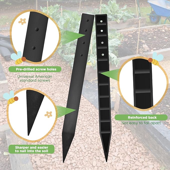 24 Pcs 12 Inch Heavy Duty Landscape Lawn Garden Border Stakes Black Plastic Stakes Easy Install Bender Board Garden Edging Thinner Terrace Outdoor Wires Bender Board Edging