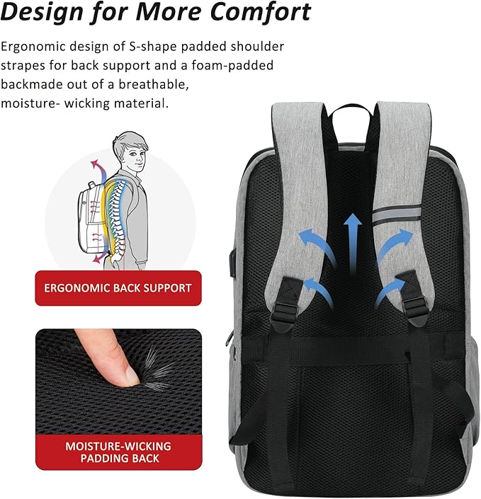 MAXTOP Travel Laptop Backpack with USB Charging Port Anti-Theft[Water Resistant] College Bookbag Fits 18.4 Inch Laptop