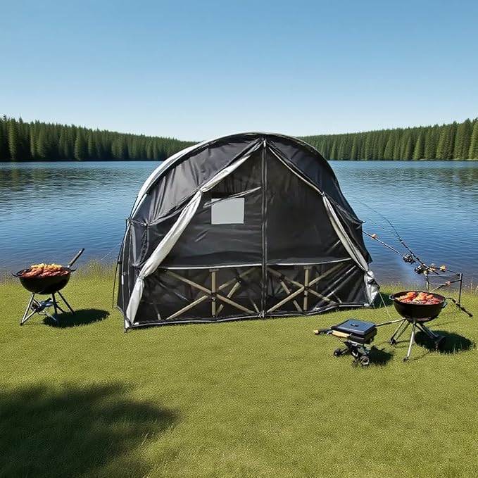 1 Person Cot Tent with Breathable Mesh Door and Screen Windows – Easy to Put Together, All-Weather Shelter for Camping & Backyard, Without Bed