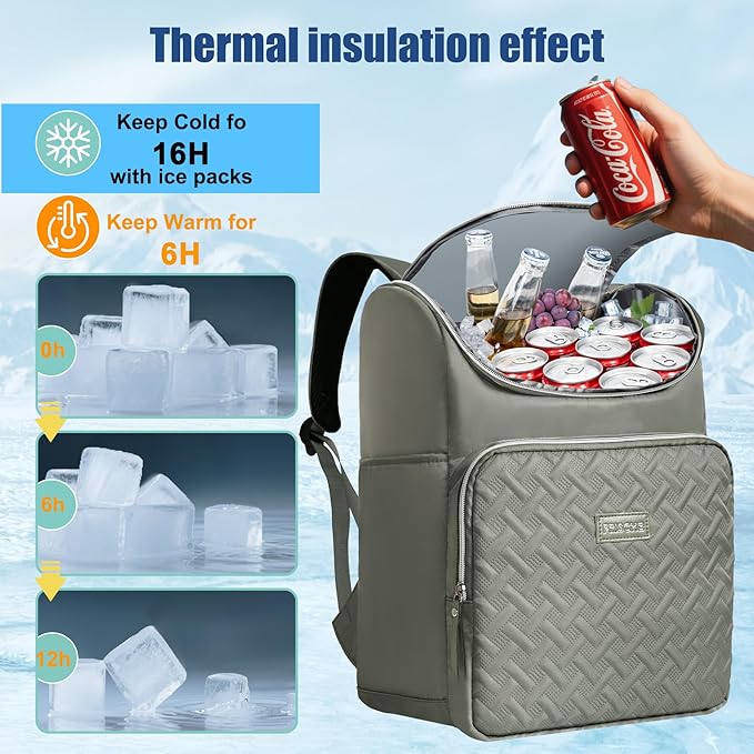 Backpack Coolers Insulated Leak Proof for Women Men, 35 Cans Large Capacity Waterproof Cooler Backpack, Soft Portable Cooler Bag for Beach Travel Camping Picnic Work