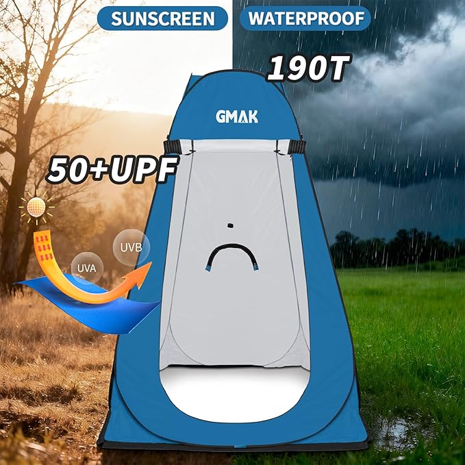 GMAK Pop Up Privacy Shower Tent, Portable Pop Up Beach Dressing Changing Room UV/Rain Outdoor Privacy Shelter Camping Tents, Shower Room Toilet Shelters for Outdoor Hiking Beach Picnic Fishing, Blue