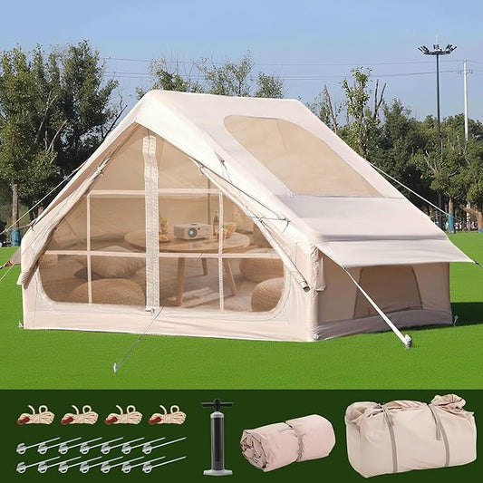 Inflatable Tents for Camping, Easy to Install Blow Up Tent with Air Pump, Waterproof and Windproof 300D Oxford Cloth Air Tents with Tear Resistant Mesh Zipper Adult 5-8 Person