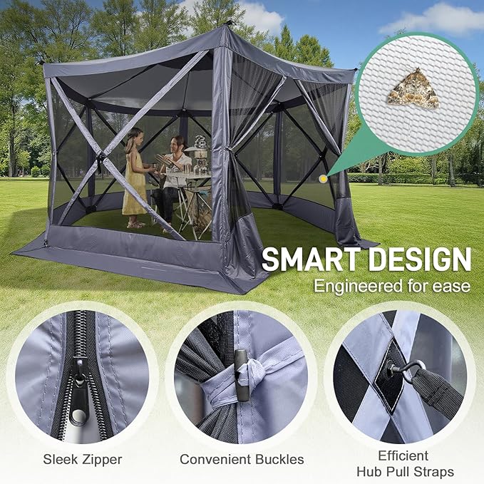 Outvita 12x12ft Instant Pop-Up Screen Tent - Outdoor Gazebo Canopy with Mosquito Netting & Carrying Bag - Versatile Pavilion Tent for Patios and Events