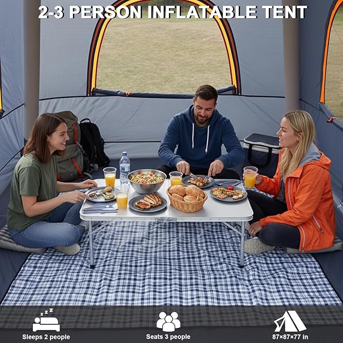 Inflatable Tents for Camping,Easy Blow Up Tent with Hand Pump,4 Seasons Waterproof Air Inflatable Camping Tent House for Family Weekend Camping