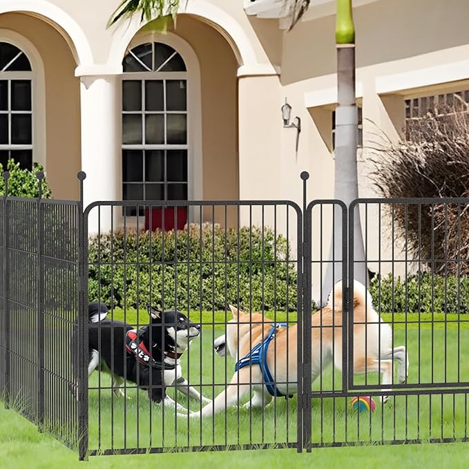 Dog Playpen,32/40/45 Inch Height in Heavy Duty, Folding Indoor Outdoor Anti-Rust Dog Exercise Fence, Portable Pet Playpen with Door for Large Medium Small Dogs and Pet (24 Panels, 40 Inch) Silver