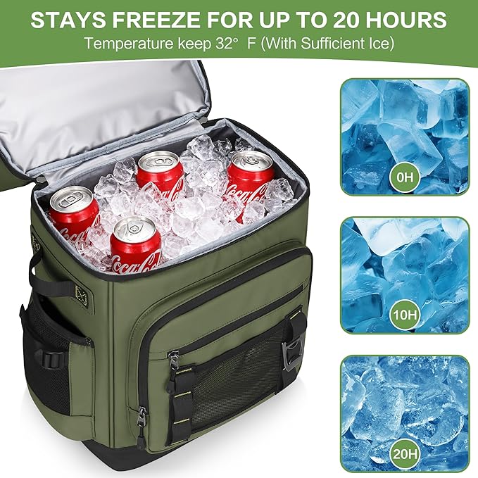 Insulated Cooler Backpack, 40L Expandable Leakproof Waterproof, Dual Compartments (23L+17L) with Expandable Upper Section, Portable for Beach Camping Picnic Travel