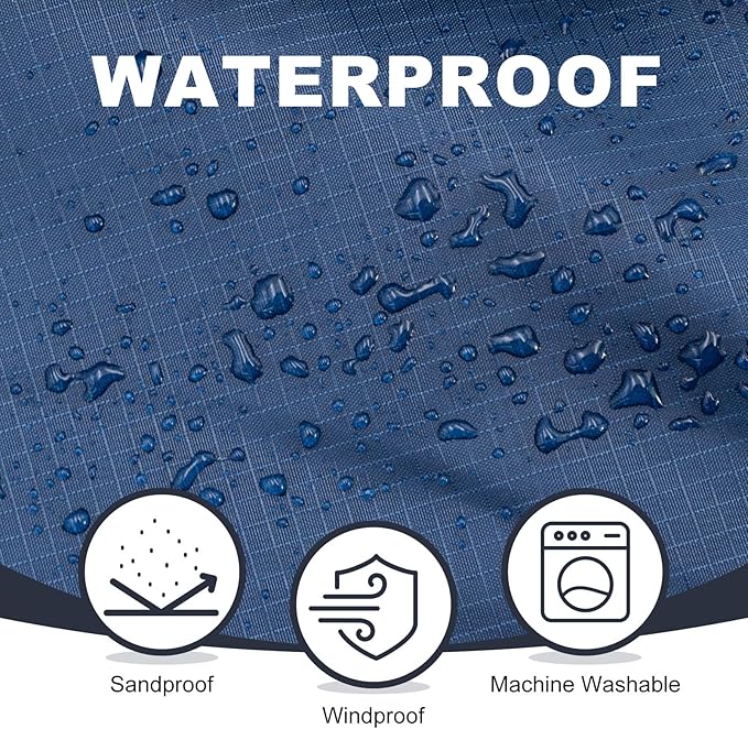 Fleece Waterproof Outdoor Blanket - Windproof Stadium Blanket for Camping, Picnics, and Sports Stay Dry and Comfortable 80"x 58"(Hoodeed, Blue)