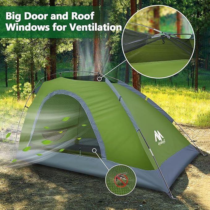 AYAMAYA 1 Person Tent for Backpacking - Lightweight Single Person Hiking Tent with Skylight & Waterproof Rainfly & Ground Vents, Easy Setup One Man Small Tent for Camping Backpacking Hiking