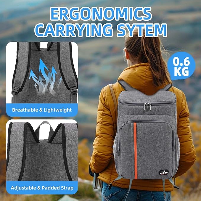 Camping Cooler Backpack 25 Cans, Leak Proof Insulated Thermal Bag, Beach Travel Picnic Lunch Backpack for Men Women