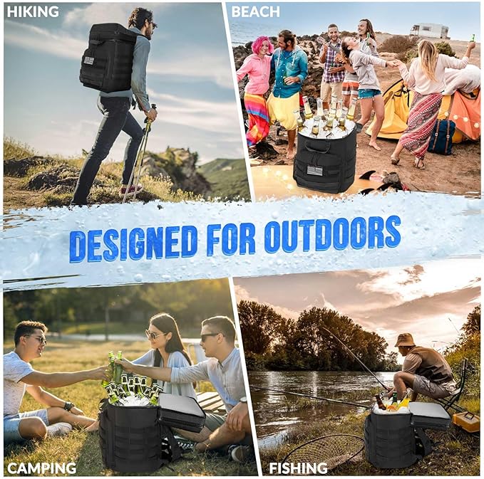 Cooler Backpack Insulated Camping Bag - AUTOWT 45 Can Soft Cooler Bag Large Capacity Leakproof with Widend Top Handle, Portable Beer Bags for Men Women Hiking Picnics Beach Travel