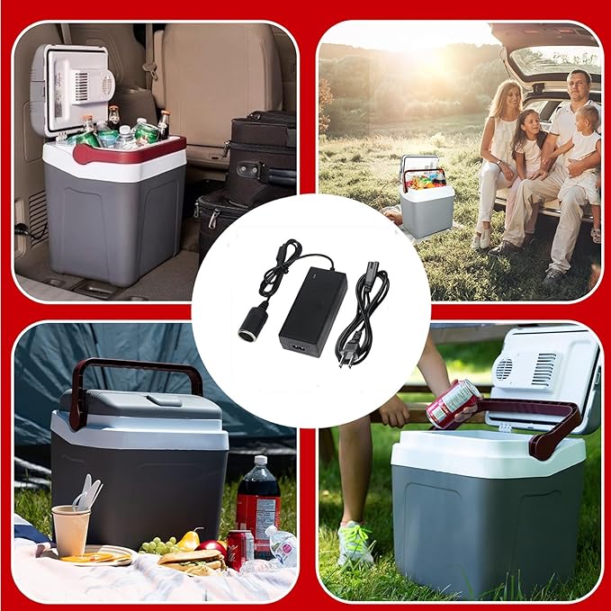 for Coleman Thermoelectric Hot/Cold Cooler, Compatible with Koolatron Mini Fridge. for Camping Home Office Dorm or Vehicle Use Cigarette Lighter Plug Socket Power Supply Cord PS Replace Part