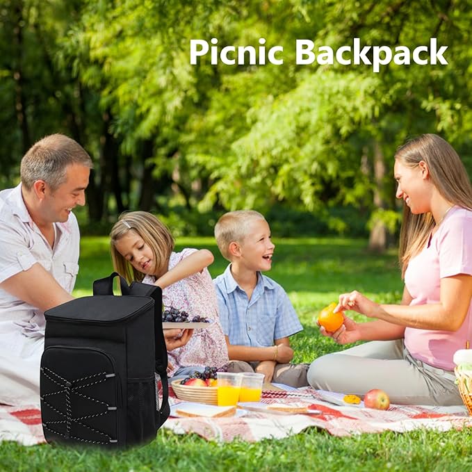 Cooler Backpack Cool Bag 36 Cans Insulated Picnic Backpack Waterproof Leak Proof Cooler Backpack for Camping Hiking Lunch BBQ Black Cooler Backpack Cool Bag Backpack Insulated Backpack Cooler