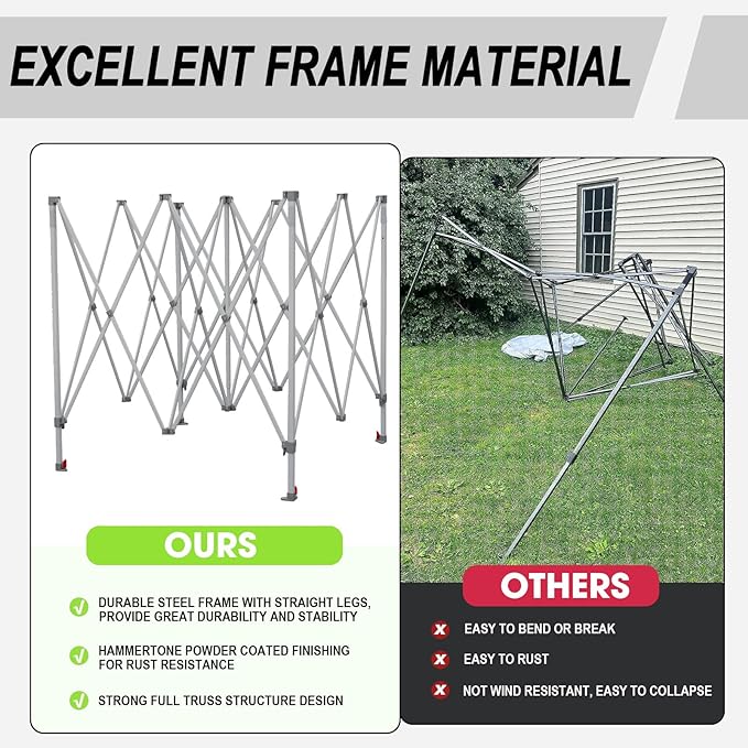 Eurmax USA Standard 10x10ft Patio Pop Up Canopy Tent for Outdoor Events Commercial Instant Canopies with Heavy Duty Roller Bag,Bonus 4 Canopy Sand Bags(Khaki)