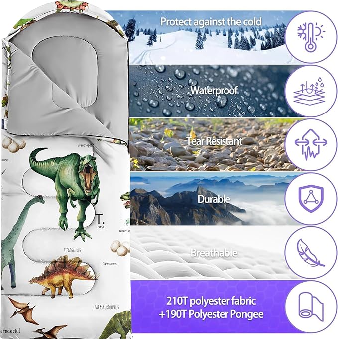 Sleeping Bags for Adults Youth Kids,3D Printing Camping Sleeping Bag for Girls Boys Lightweight Waterproof Cold/Warm Weather Sleeping Bag for 3 Seasons