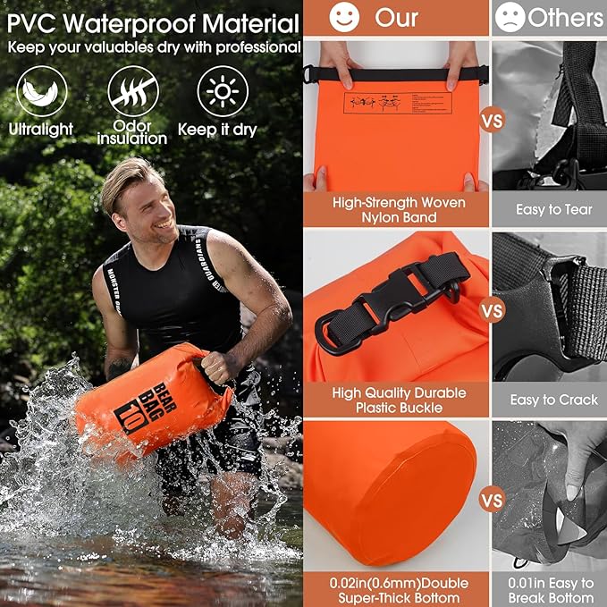 Bear Food Bag Hanging System, Bear Bags for Food Backpacking, Ultralight 10L Waterproof Camping Bear Proof Food Storage Canister Pulley System with Paracord, Carabiner, Throw Bag