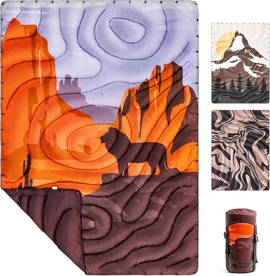 ONETIGRIS Camping Blanket,Wearable Outdoor Quilt with Recycled Thermal Insulation, Convertible to Sleeping Bag, Lightweight & Portable Travel Blanket for Camping &Hiking