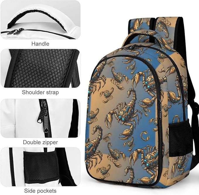 Casual Travel Laptop Backpack Scorpion Animal Pattern, Lightweight Anti Theft Computer Bag with Large Capacity for Men Women College Work