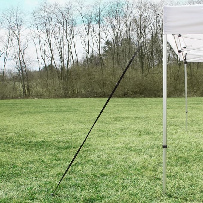Vispronet Premium Tent Stake Kit – Includes 4 12in Steel Stakes, 4 13ft Black Nylon Webbing Sections and Carrying Pouch