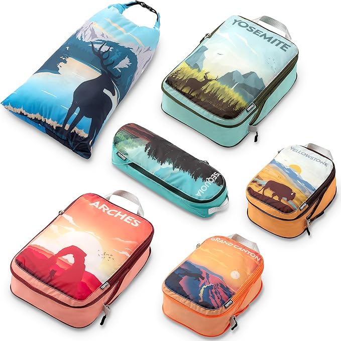 Compression Packing Cubes Set for Carryon Suitcases- Lightweight, Durable Clothes Organizer