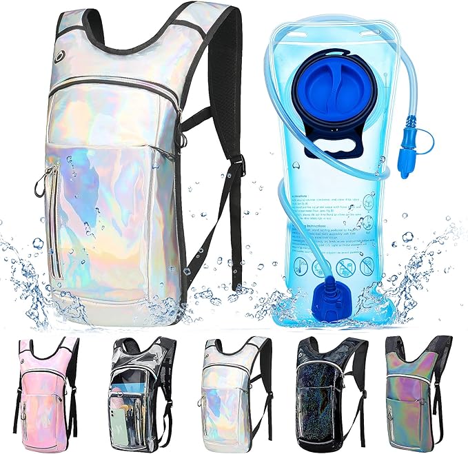 Hydration Backpack,Water Backpack with 2L Water Bladder,Festival Essential-Rave Hydration Pack,Lightweight Insulation Hydropack for Outdoor,Hiking,Running,Biking,Music Festival for Men Women