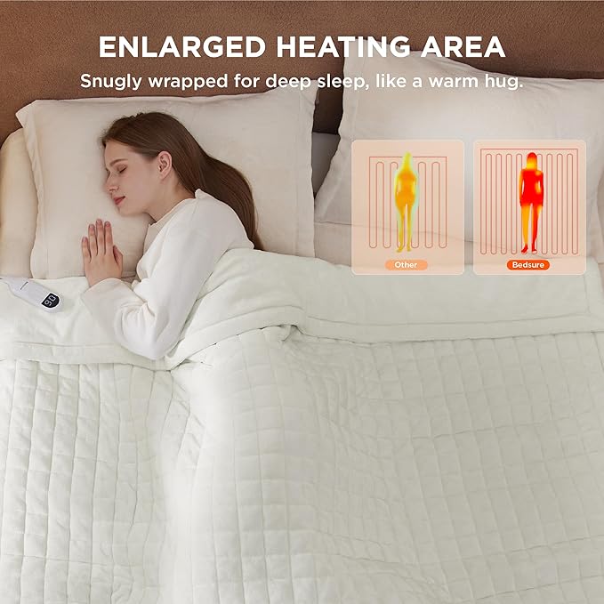 Bedsure Electric Blanket Full Size - Heated Weighted Blanket Full with 6 Heat Settings, Fasting with 10 Time Settings & 8 Hours Auto-Off (72x84 inches, Ivory)