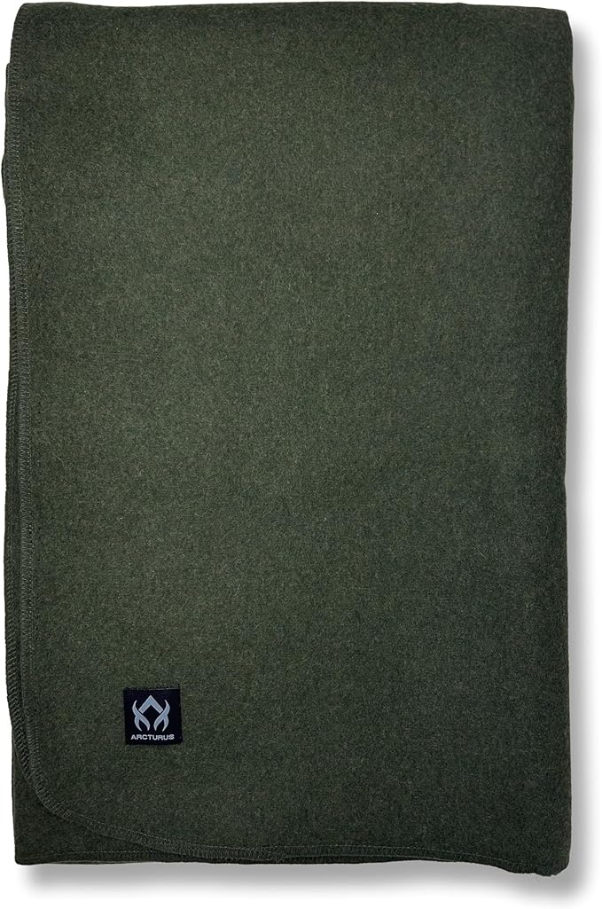 Arcturus Tahoe Wool Bed Blanket | Soft, Breathable Wool Blanket for Year-Round Comfort - Queen Size (90"x 96") | Thick, Washable & Warm (Olive Green)