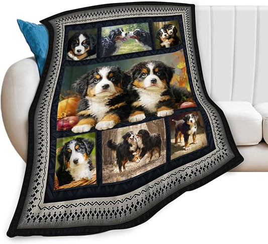 Bernese Mountain Dog Blanket Cute Dogs Animal Throw Blankets Gifts for Girls Boys Kids Dog Lover Soft Cozy Fleece Plush for Couch Sofa Bed 80"x60"