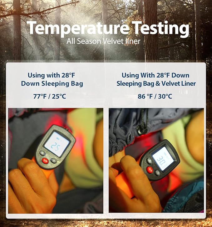 Litume Velvet Velour Sleeping Bag Liner Add Up to 14°F/ 8°C, Mummy Sleeping Sack Backpacking, Camping, Traveling, Hotel, Hostal, Lightweight Sleep Sack with Drawstring Hood E625