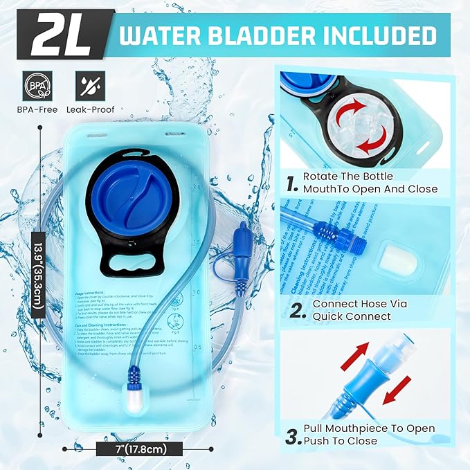 RAINSMORE Hydration Vest with 2L Water Bladder Lightweight Reflective Chest Pack for Cycling Hiking Adjustable Shoulder Strap for Men Women