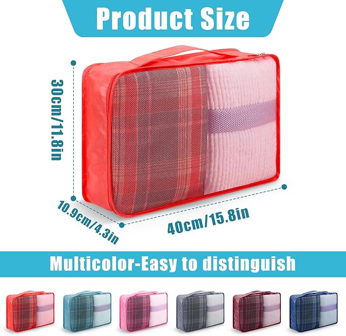 12 Pcs Packing Cubes,Large Packing Cubes Luggage Organizers for Suitcase,Lightweight Mesh Travel Organizer Bags for Traveling Hiking Camping Backpacking(Multicolor)